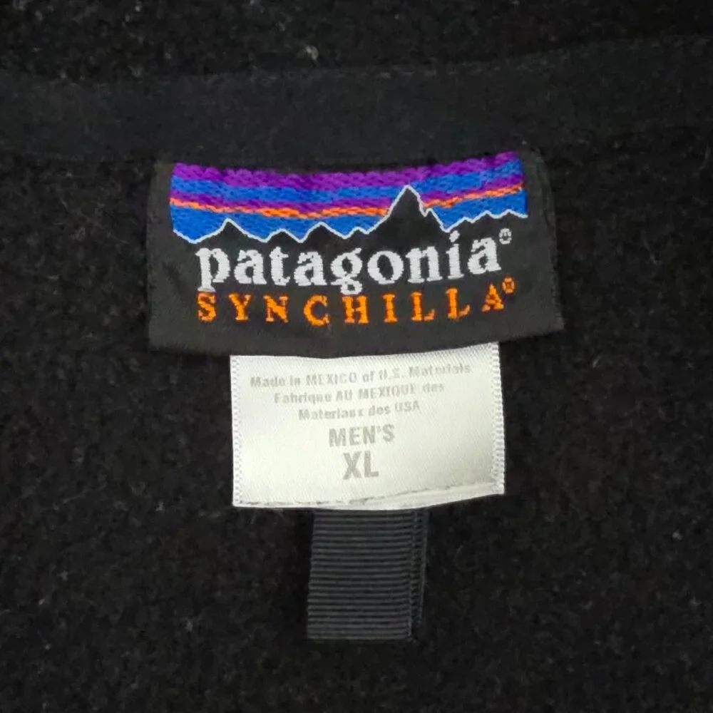 Patagonia Synchilla Men's XL Black Fleece Vest Full Zip‎ Pockets Outdoor